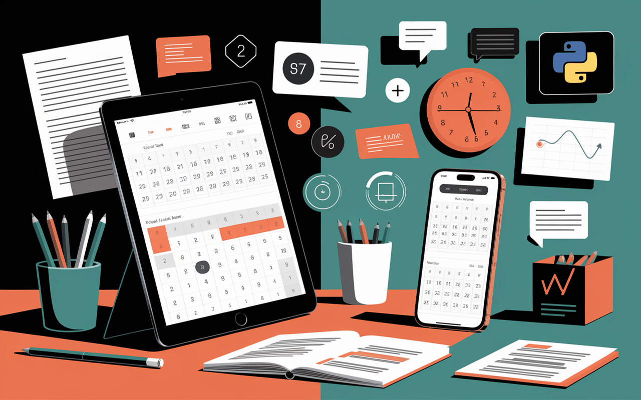 tablette smartphone planning cahier de prepa