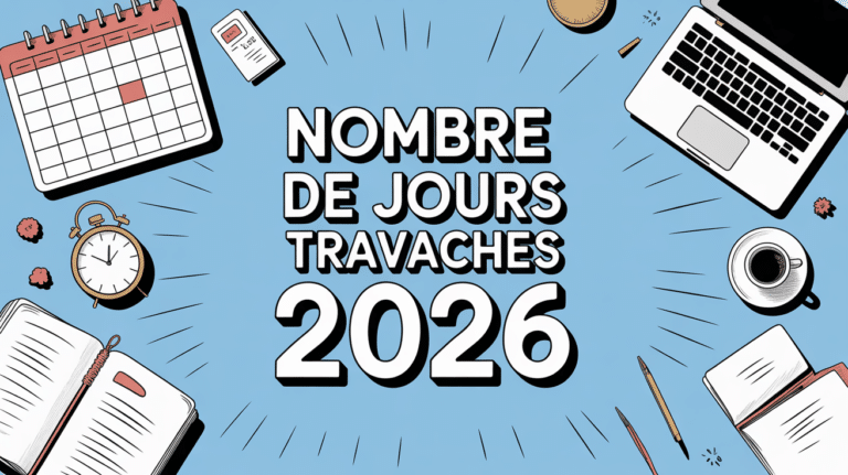Illustration planning mural nombre de jours travaillés 2026