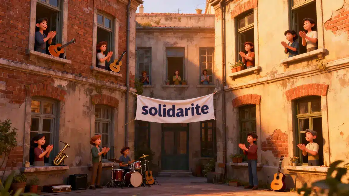 Voisins Calogero On fait comme si applaudissements solidarité immeuble