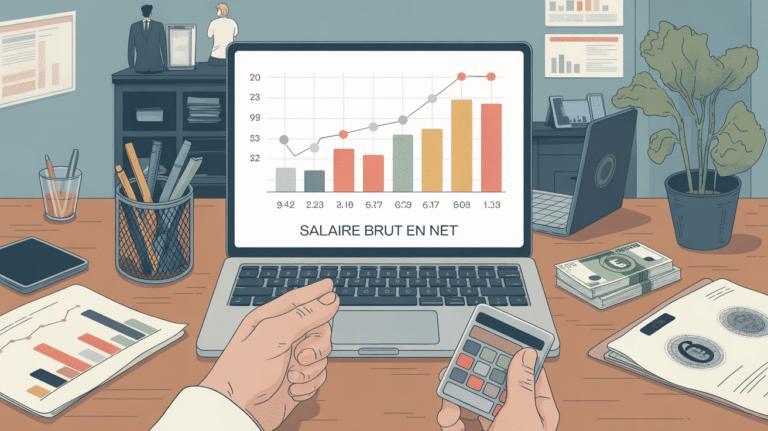 graphique conversion salaire brut en net sur bureau