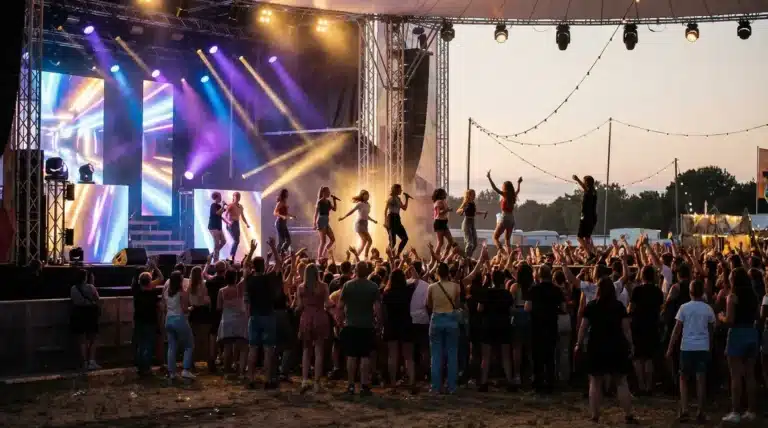 Scène lumineuse Star Académie 2024 chant danse public