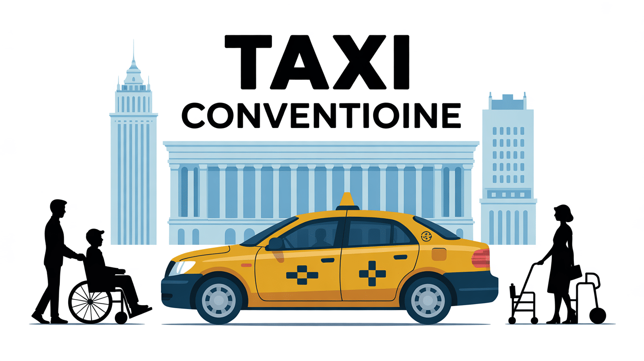 illustration taxi conventionne hopital fauteuil roulant