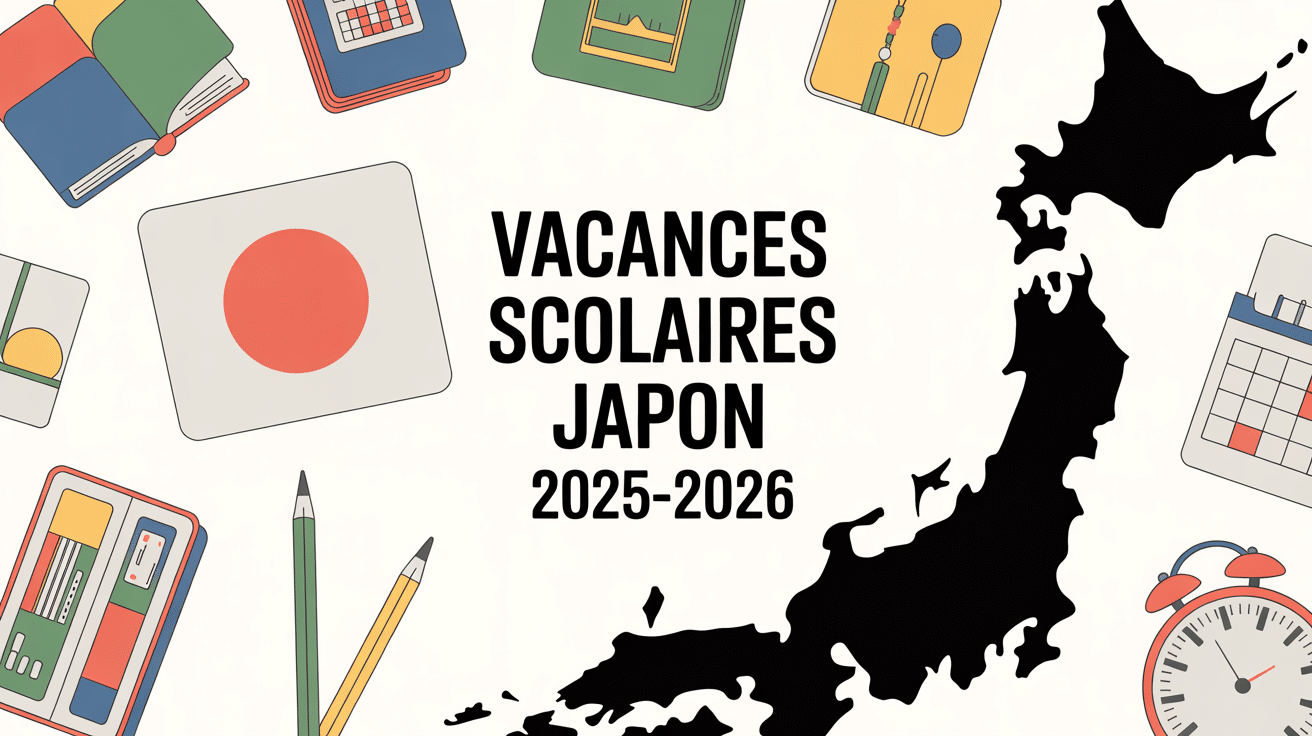Carte stylisee Japon vacances scolaires 2025-2026