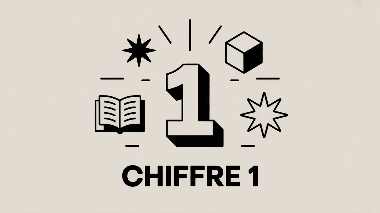 illustration chiffre 1 et symboles universels