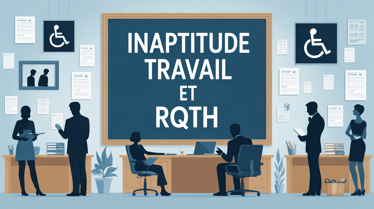 inaptitude au travail et mdph silhouettes devant dossiers