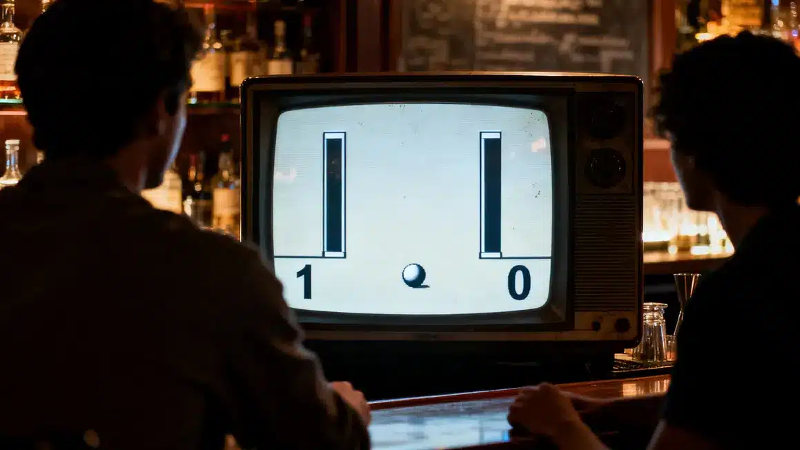 jeunes jouent pong vintage ambiance retro