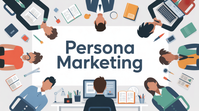 Silhouettes profils autour bureau persona marketing formation make
