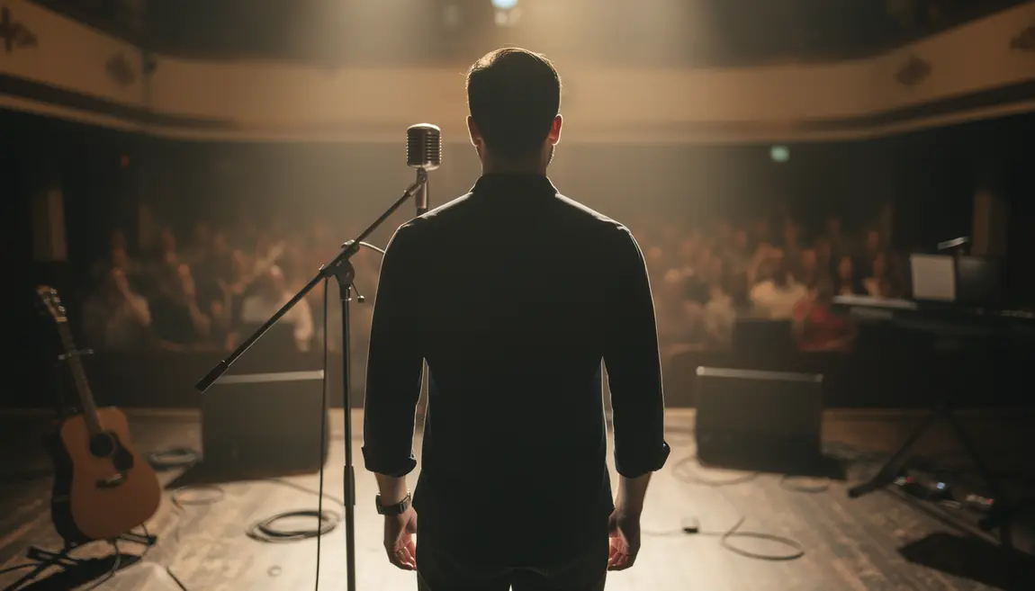 renaud toujours debout sur scene micro ambiance rebond