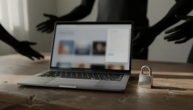 Ordinateur site de streaming flou, cadenas sécurité