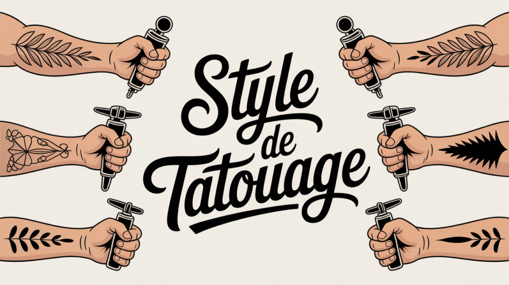 illustration style tatouage bras fond neutre