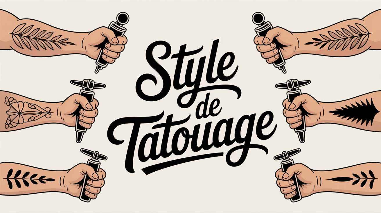 illustration style tatouage bras fond neutre