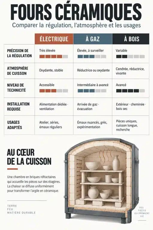 Comparaison des types de four ceramique électrique, gaz et bois