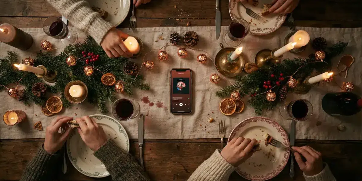 ambiance musicale de noel smartphone playlist table
