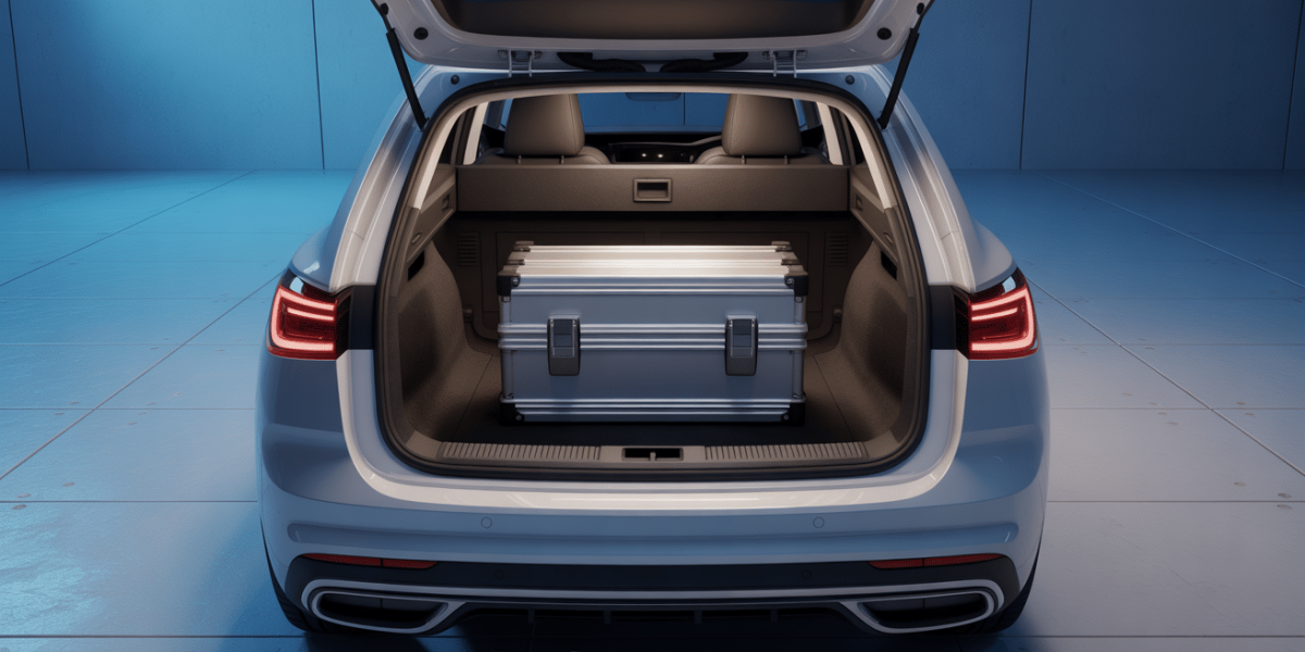 installation ampli pour caisson de basse voiture vue coffre
