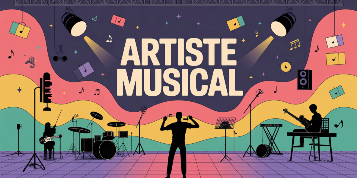 Scène moderne artiste musical studio vagues colorées