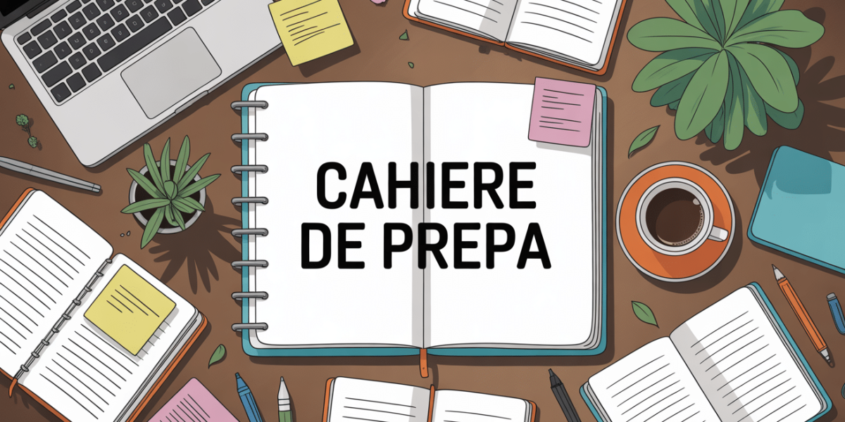 bureau de prepa avec cahier et ordinateur