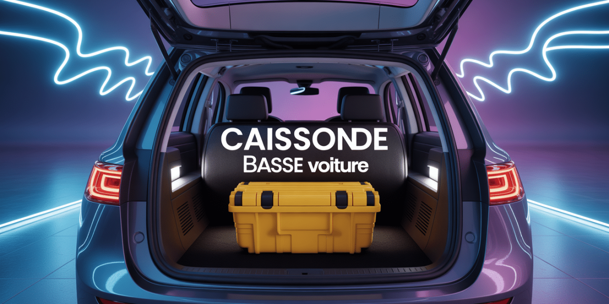 caisson de basse voiture visible dans coffre ambiance moderne