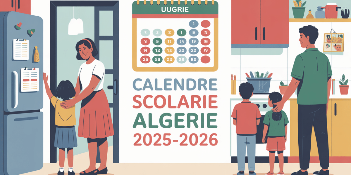Calendrier scolaire Algérie 2025-2026 affiché dans une famille