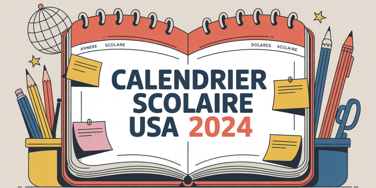 calendrier scolaire usa 2024 avec agenda stylisé moderne