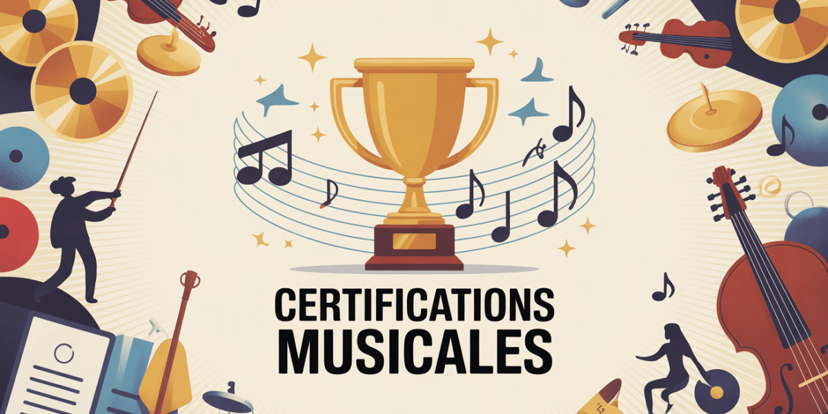 Trophée partitions disques diplômes certifications musicales