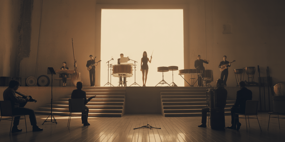 cheffe d orchestre sur podium femme direction scene