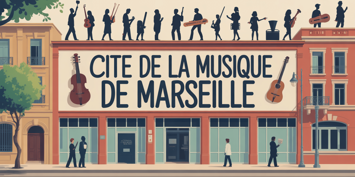 Facade Cite de la Musique de Marseille urbaine silhouettes