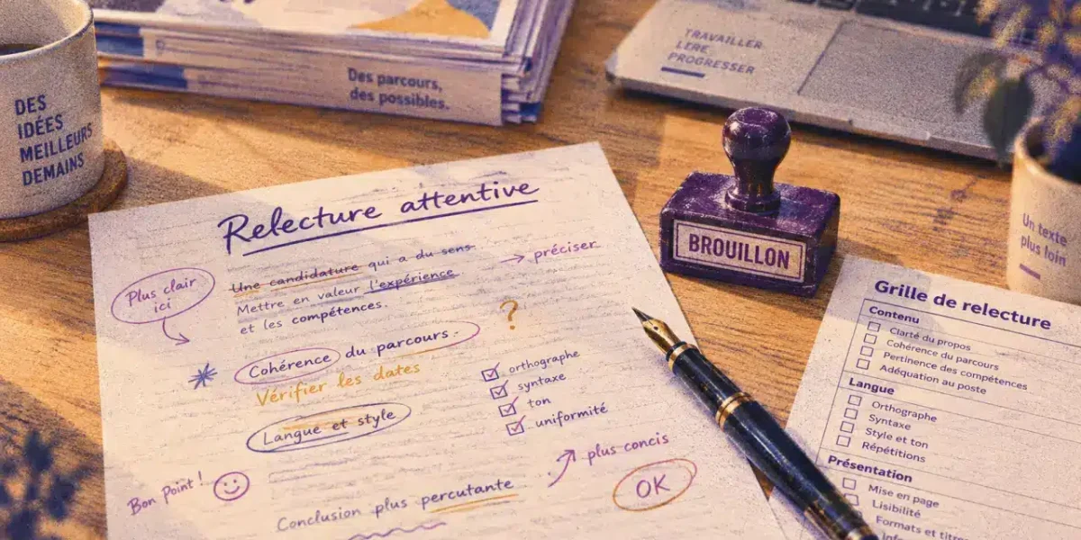 Compétences rédactionnelles : relecture sur un bureau