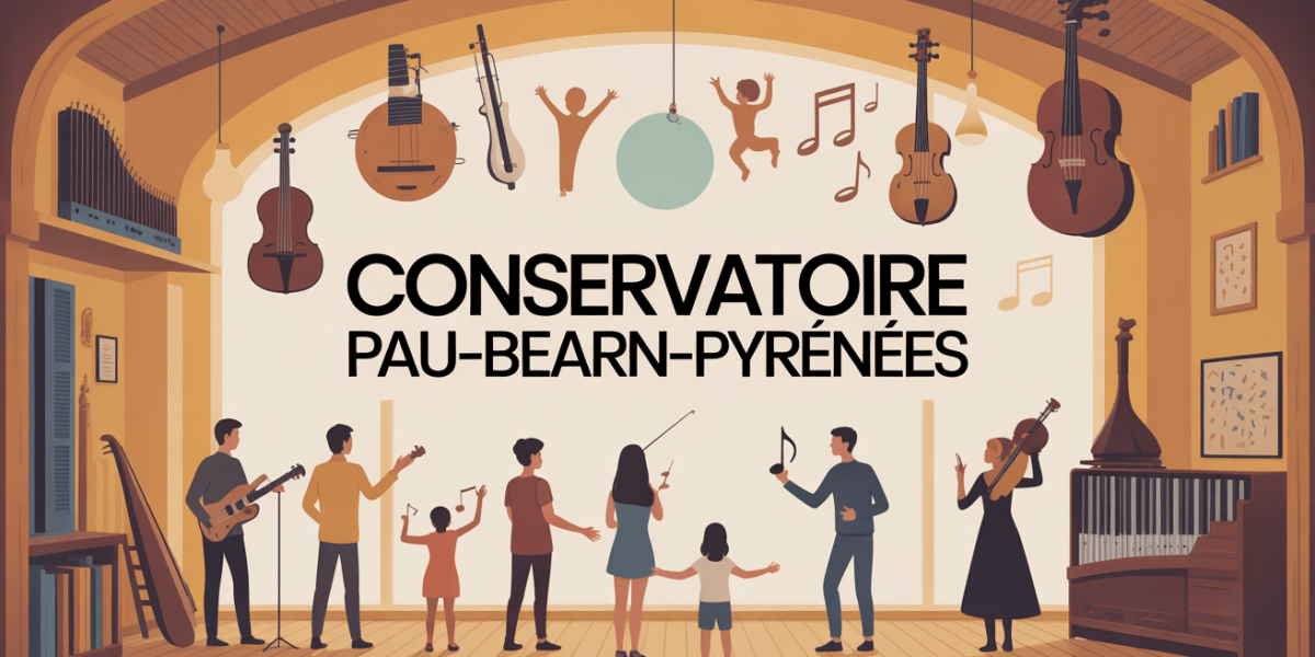Illustration moderne du Conservatoire Pau-Béarn-Pyrénées musique danse théâtre