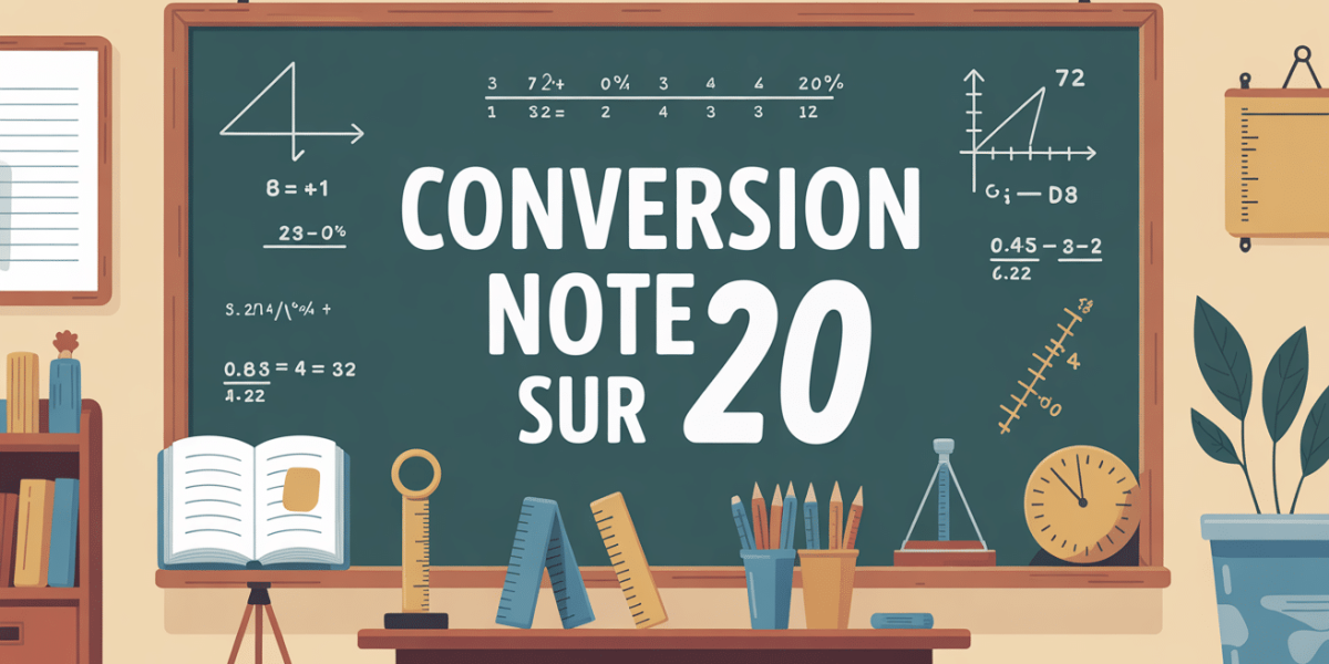 conversion note sur 20 en tableau d'ecole illustration