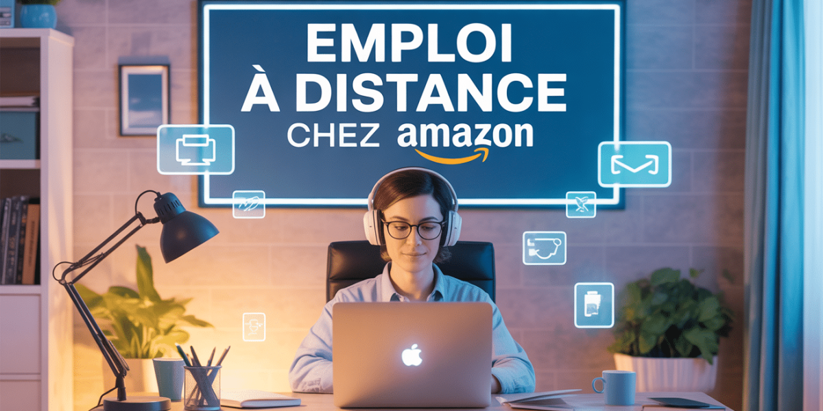 bureau maison moderne teletravail Amazon ordinateur casque