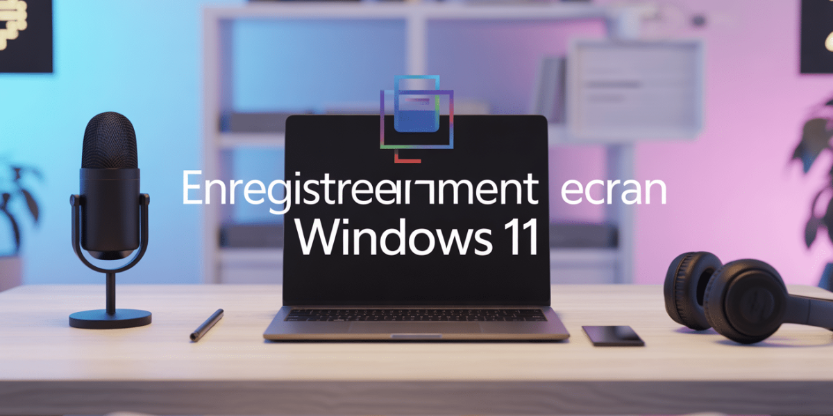 bureau moderne avec ordinateur enregistrement ecran windows 11