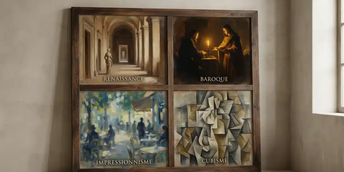 Tableau résumé des styles techniques emblématiques de la peinture