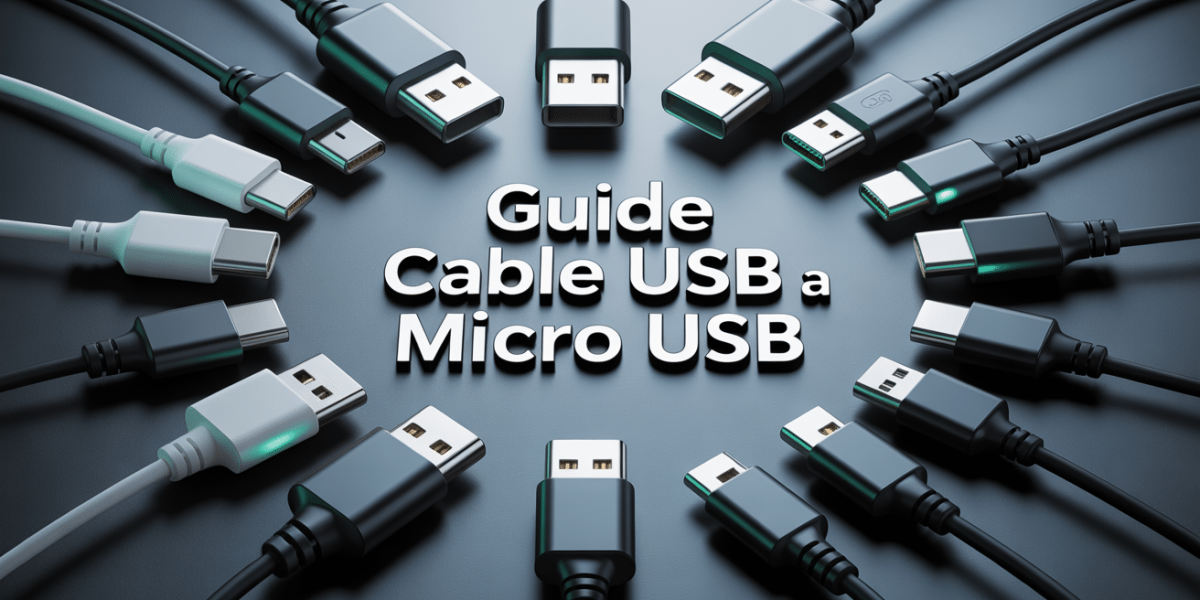 Cables USB A vers micro USB sur table neutre