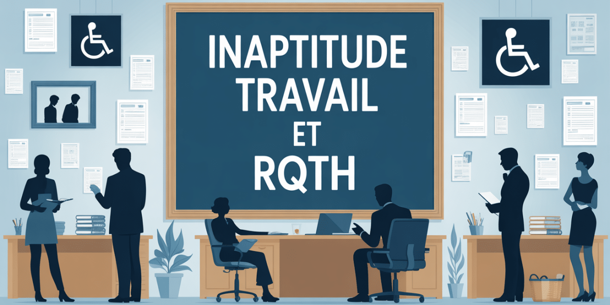 inaptitude au travail et mdph silhouettes devant dossiers