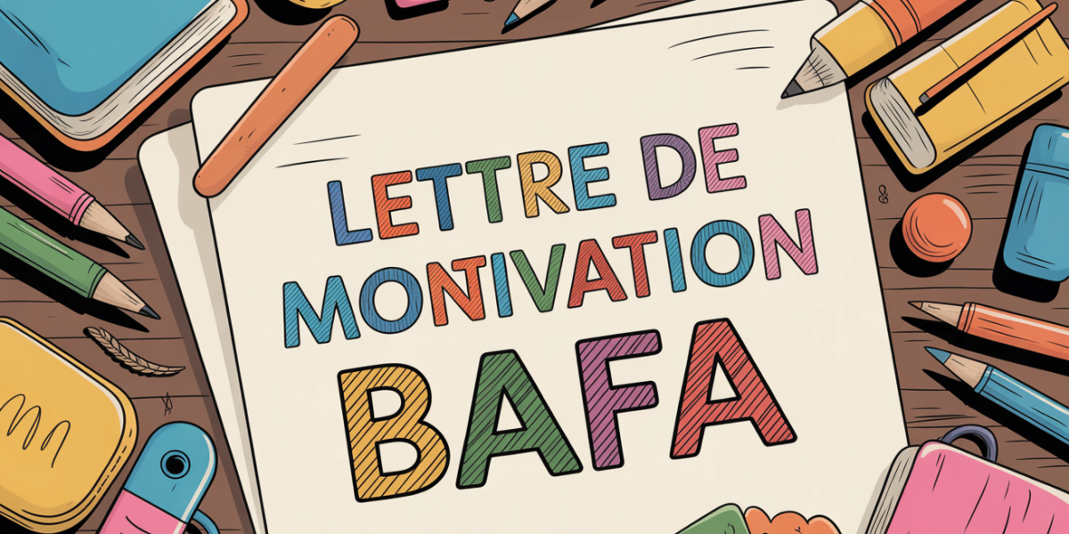 Lettre de motivation BAFA sur table, stylos, ambiance loisirs