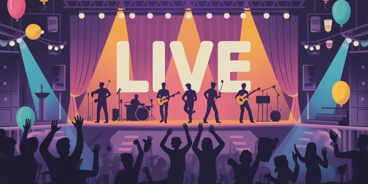 live nice salle festive guitares scene musiciens public ambiance