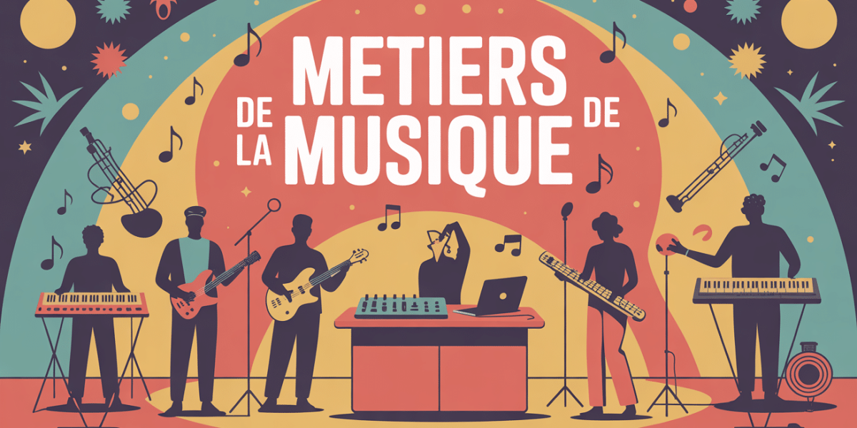 scene de metiers musique silhouettes instruments mixage