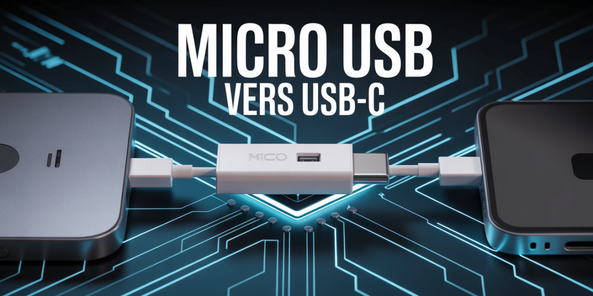 Adaptateur Micro USB vers USB-C entre ancien et nouveau appareil