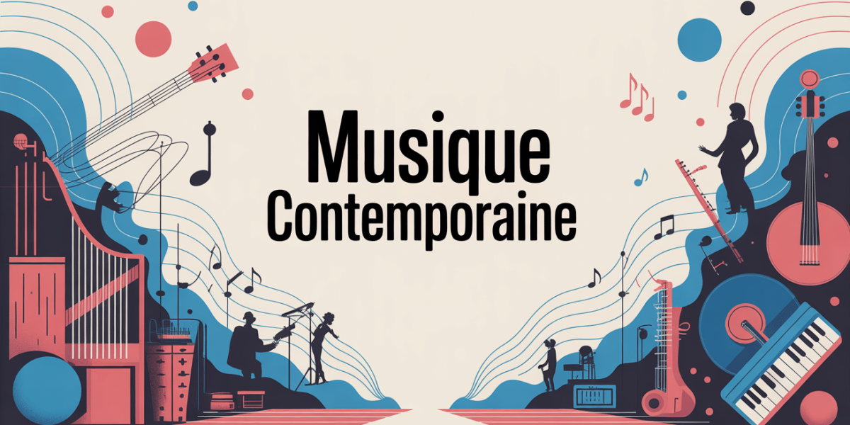 Illustration musique contemporaine instruments classiques électroniques