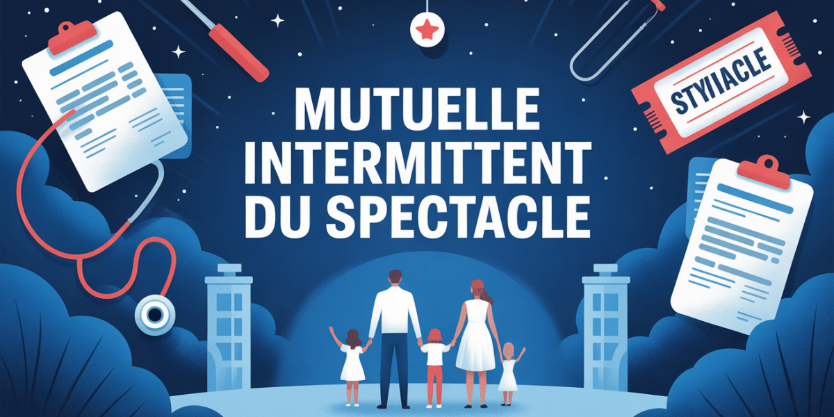 Mutuelle intermittent du spectacle illustration moderne famille contrat