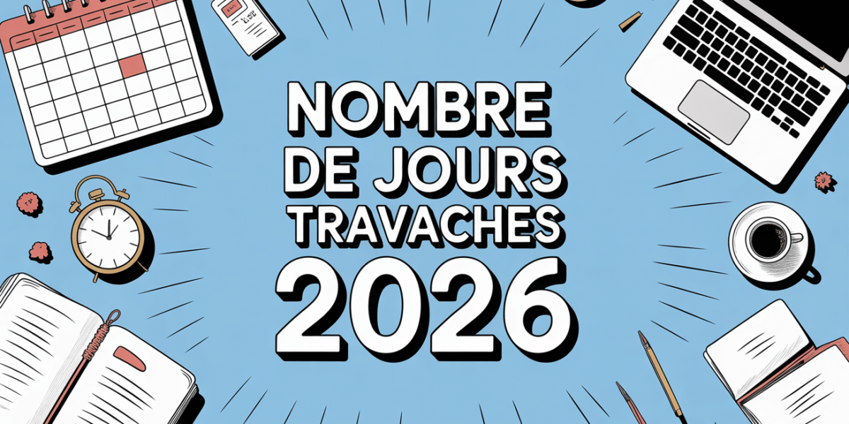 Illustration planning mural nombre de jours travaillés 2026
