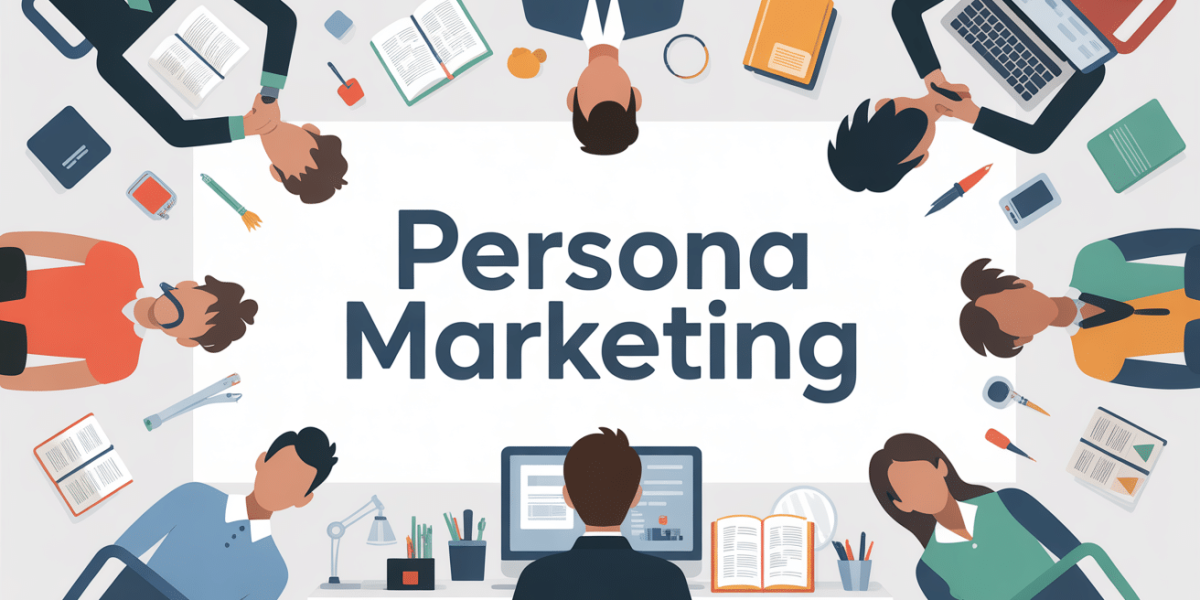 Silhouettes profils autour bureau persona marketing formation make