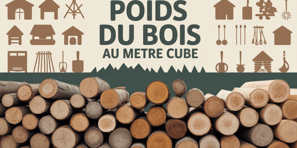 Pile de bois avec titre Poids du bois au metre cube