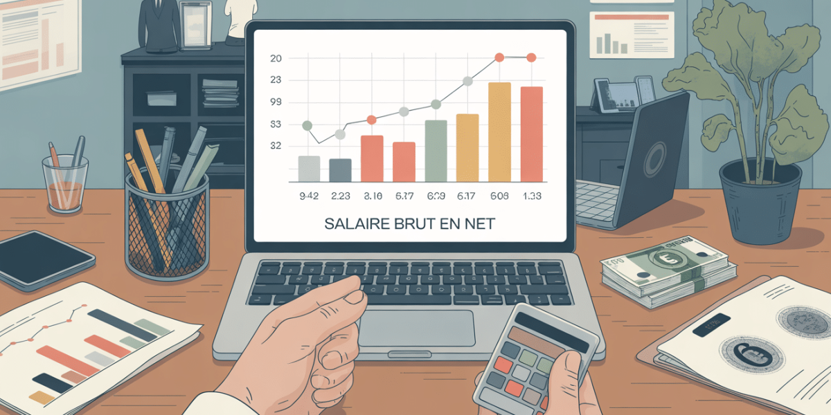 graphique conversion salaire brut en net sur bureau