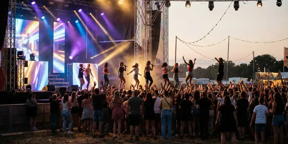 Scène lumineuse Star Académie 2024 chant danse public