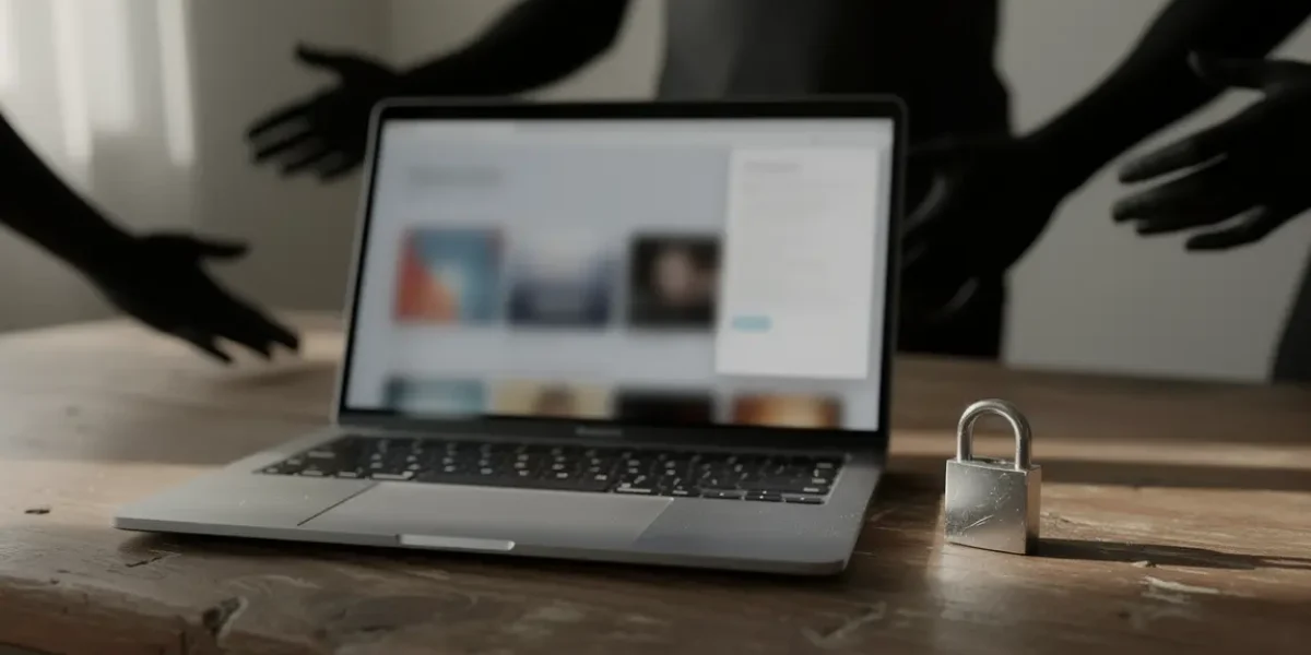 Ordinateur site de streaming flou, cadenas sécurité