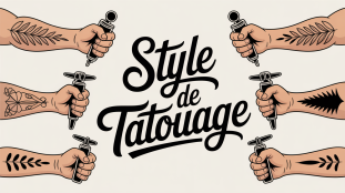 illustration style tatouage bras fond neutre