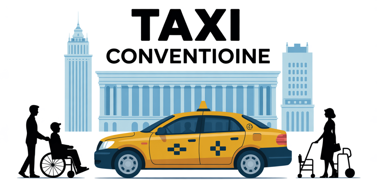 illustration taxi conventionne hopital fauteuil roulant