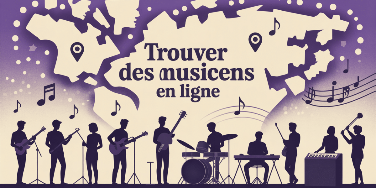Scène créative de musiciens connectés en ligne