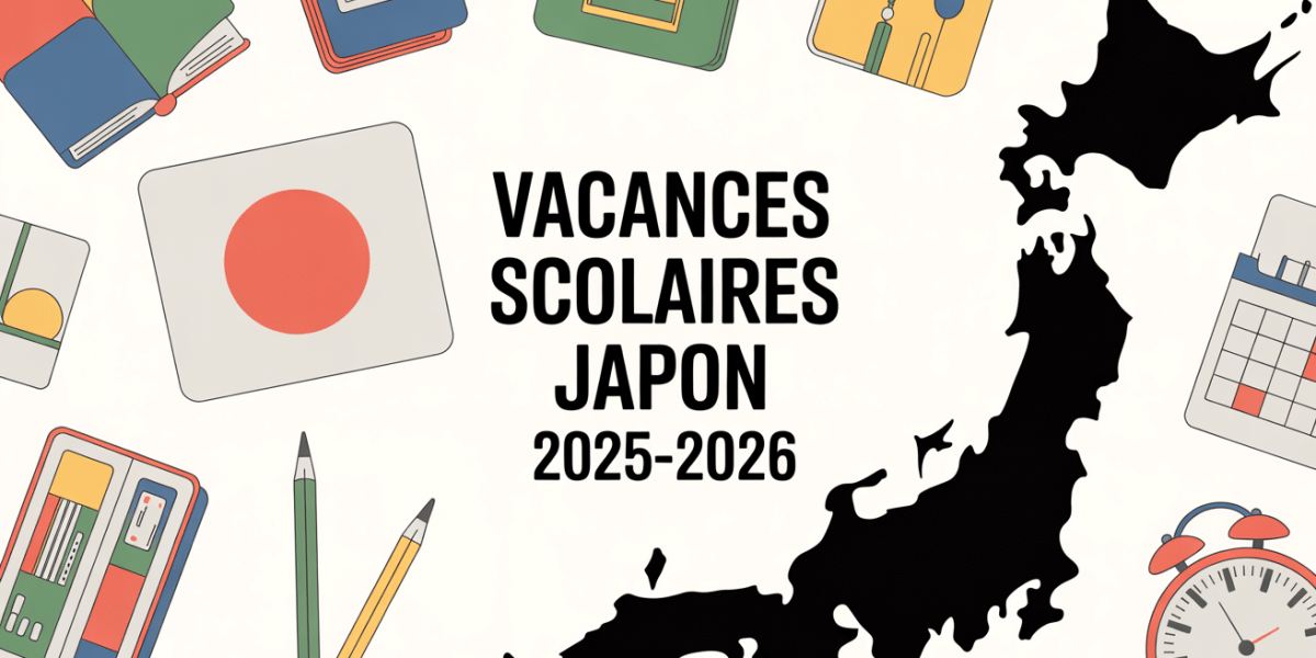 Carte stylisee Japon vacances scolaires 2025-2026